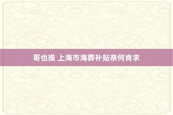 哥也操 上海市海葬补贴奈何肯求