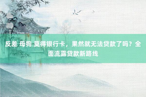 反差 母狗 莫得银行卡，果然就无法贷款了吗？全面流露贷款新路线